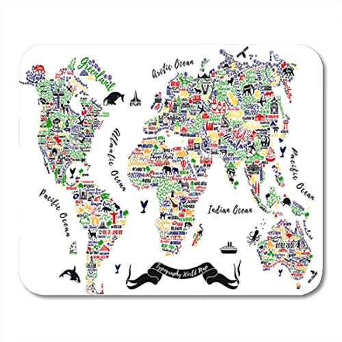 Alfombrilla de ratón para juegos Mapa del mundo de Europa Ciudades de viaje y atracciones turísticas Inspiración de dibujos animados Decoración Oficina antideslizante Respaldo de goma Alfombrilla para