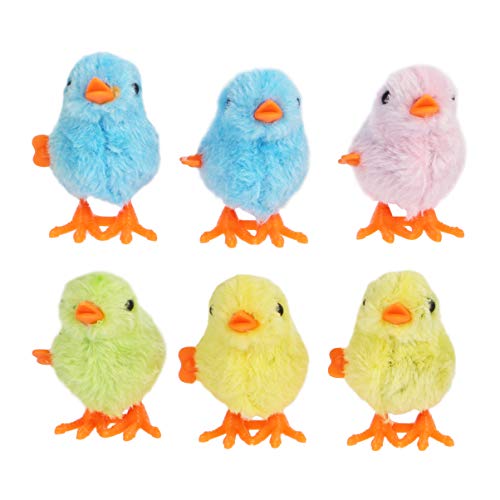 Amosfun 6 piezas de juguete con mecanismo de pollo, juguete de peluche, sin alas, pollito para pasear, juguete para niños y niñas