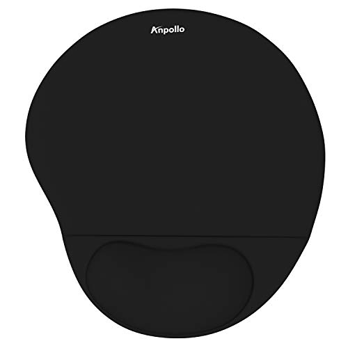 Anpollo Ergonomic alfombrilla raton gel, adecuado para computadoras y computadoras portátiles, reposamuñecas para mouse contra problemas de tendones, Negro