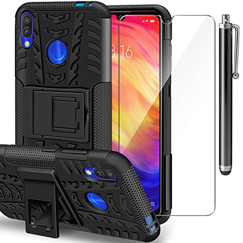 AROYI Funda Xiaomi Redmi Note 7 + Protector de Pantalla,2 en 1 Duro PC Funda y Soft TPU Cáscara de Cubierta Protectora de Doble Funda Caso para Xiaomi Redmi Note 7 Pro/Xiaomi Redmi Note 7 Negro