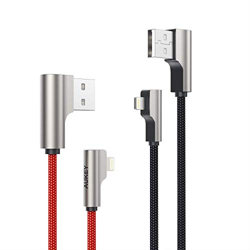 AUKEY Cable Lightning ( 1m - 2 Piezas ) [ Apple MFi Certificado ] Nylón Cable iPhone para iPhone Xs / Xs Max / Xr / X / 8 / 8 Plus / 7 / 6 / 6s / 6s Plus , iPad y Otros Dispositivos iOS de Apple