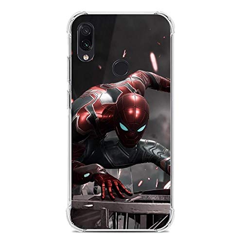 Beautyhouse Case for XIAOMI Redmi Note 7/7 Pro, CAS Spiderman-Hero 5 Clear Transparent Slim Soft TPU Shockproof Protective Cover Coque