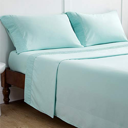 Bedsure Juego de Sábanas 150x200/190 cm 4 Piezas - Sábana Bajera Ajustable Cama 150 con Encimera 240x275cm 2 Fundas de Almohada 50x80cm - Azul Cielo Bedsure Juego de Sábanas 150x200/190 cm 4 Piezas - Sábana Bajera Ajustable Cama 150 con Encimera 240x275cm 2 Fundas de Almohada 50x80cm - Azul Cielo