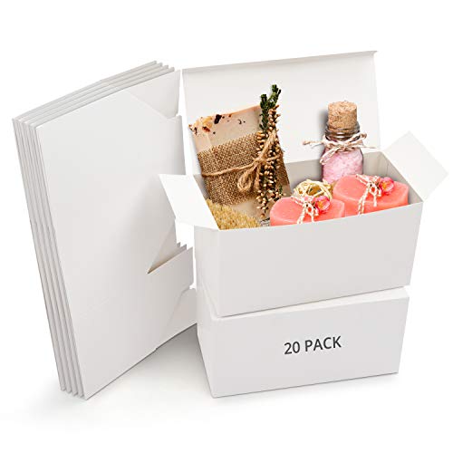 Belle Vous Cajas de Cartón Kraft Blancas (Pack de 20) – Medidas de las Cajas 23 x 11,5 x 11,5 cm - Caja Kraft Fácil Ensamblado Cuadrada Presentación - Cajas Blancas para Fiestas, Cumpleaños, Bodas