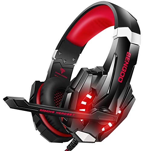 Bengoo G9000 - Auriculares estéreo para juego de PS4, PC, mando Xbox One, con micrófono y orejeras flexibles, luz LED, bajo surround, para ordenador portátil Mac Nintendo PS3 Bengoo G9000 - Auriculares estéreo para juego de PS4, PC, mando Xbox One, con micrófono y orejeras flexibles, luz LED, bajo surround, para ordenador portátil Mac Nintendo PS3