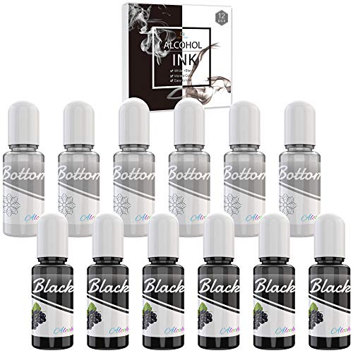 Blanco y Negro Alcohol Ink Set - 120ml Tinta Alcohol para Pintura de Resina Epoxi, Fabricación de Placas Petri Resina, Yupo - Tinte de Color de Pintura Alcohol Epoxy para Arte de Resina, Vasos - 4oz Blanco y Negro Alcohol Ink Set - 120ml Tinta Alcohol para Pintura de Resina Epoxi, Fabricación de Placas Petri Resina, Yupo - Tinte de Color de Pintura Alcohol Epoxy para Arte de Resina, Vasos - 4oz