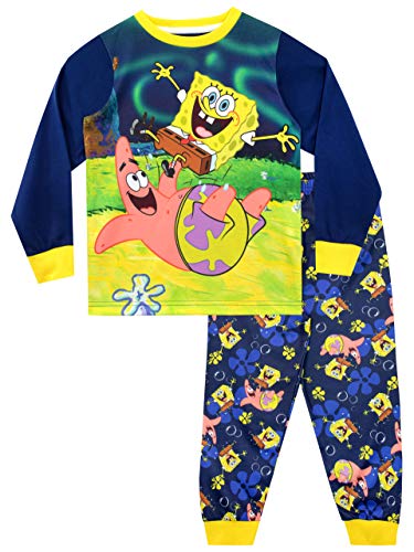 Bob Esponja Pijamas de Manga Larga para niños Sponge Bob Squarepants Azul 3-4 Años