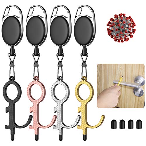 BOIROS - Abridor de puerta sin contacto, 4 unidades, lápiz táctil, abridor de puerta, llavero abridor, protección de manos, llave antibacteriana, llavero sin Touch Gadget útiles BOIROS - Abridor de puerta sin contacto, 4 unidades, lápiz táctil, abridor de puerta, llavero abridor, protección de manos, llave antibacteriana, llavero sin Touch Gadget útiles