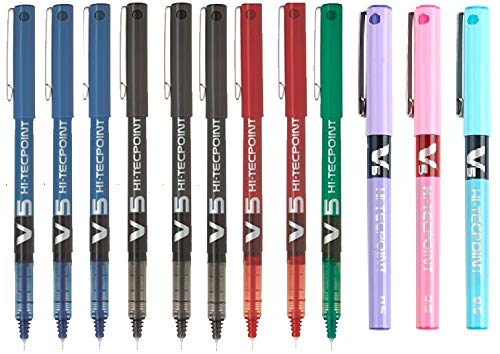 Boligrafos pilot v5 12 unidades (3 negros,3 azules,2 rojos,1 verde,1 rosa,1 lila,1 azul claro)