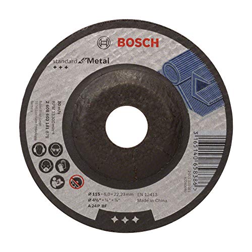Bosch 2 608 603 181 - Disco de desbaste acodado Standard for Metal - A 24 P BF, 115 mm, 22,23 mm, 6,0 mm (pack de 1)