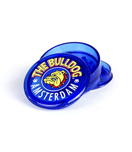 Bulldog 2"Grinder 3 Pieces Plastico Grinder with Pollen Scraper for Herbs and Spices (5cm, Azul)