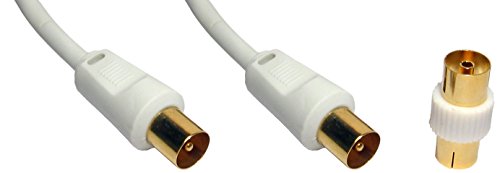 cable de antena de TV de oro (M - M) con adaptador (F - F) 1 m WHITE (importado)