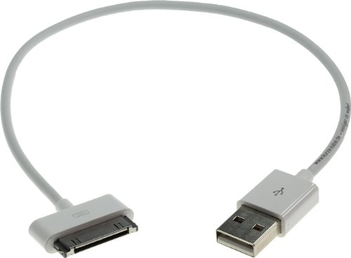 Cable USB de 30 cm para iPhone 4s, 4, 3GS, 3G, iPad 3, 2, 1 y iPod Touch hasta 4ª generación, color blanco