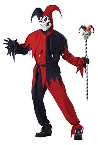 California Costumes - Disfraz De Bufón Malvado / Joker Rojo Negro Vestido Para Hombre Talla M