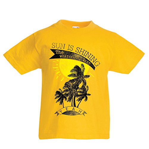 Camiseta Niños/Niñas El Sol Brilla, el Clima es Dulce - Ropa de Verano, Trajes de Playa (5-6 Years Amarillo Multicolor)