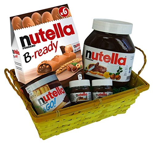 Cesta Regalo para Pascua, San Valentin, Navidad y Aniversario con Ferrero Nutella (5 piezas)