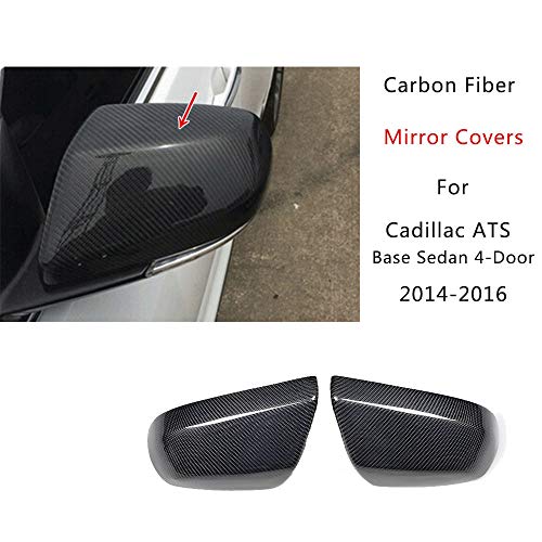 CFHMLK Cubiertas de Espejo de Fibra de Carbono de Repuesto, para Cadillac ATS Base Sedan 4 Door 2014 2016 Tapas de Espejo retrovisor Estilo de Coche