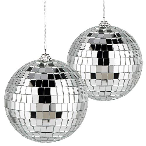 Chudian 2pcs Bolas de Espejos Discoteca, 10x10cm Bola de Discoteca con Espejos Plateada Bola de Espejos dj Accesorio de Discoteca para 70 años ochenta Fiesta Temática Decorativa (Plata) Chudian 2pcs Bolas de Espejos Discoteca, 10x10cm Bola de Discoteca con Espejos Plateada Bola de Espejos dj Accesorio de Discoteca para 70 años ochenta Fiesta Temática Decorativa (Plata)