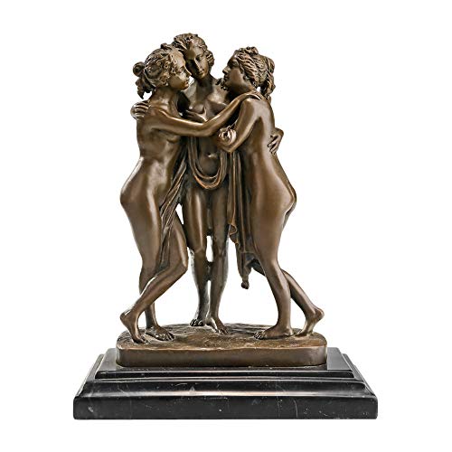 CIDCIJN Estatuillas,Estatuas,Esculturas,Escultura De La Diosa Griega Tres Gracias Estatua Hijas De Bronce De Zeus Antigua Mujer Desnuda Figura De Arte Decoración