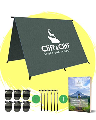 Cliff&Cliff® Lona impermeable 3 x 3, tejido Ripstop con costuras soldadas para hamacas o lonas de tienda de campaña, ultraligera, para lluvia y protección solar
