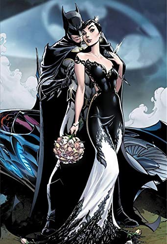 Comic Batman y Catwoman, 5D DIY número adulto punto de cruz kit de pintura de diamante digital completo bordado de diamantes pintura arte regalo(7.8x9.8inch)