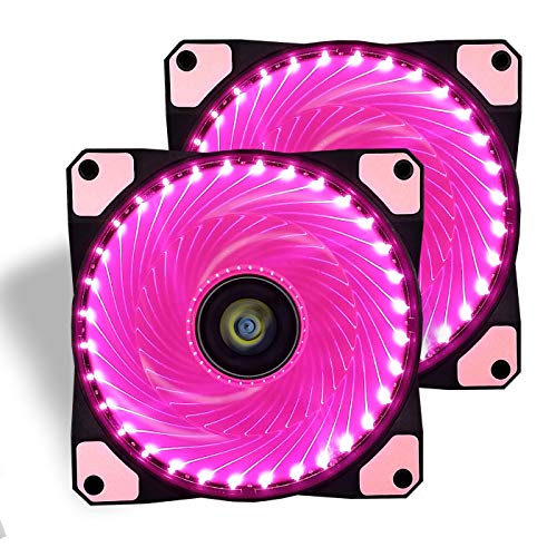 conisy Ventilador de PC, 120 mm LED Gaming Ultra Silencioso Ventiladores para Caja de Ordenador (Doble Rosa)