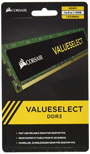 Corsair Value Select - Módulo de Memoria Principal de 4 GB (1 x 4 GB, DDR3, 1333 MHz, CL9) (CMV4GX3M1A1333C9)