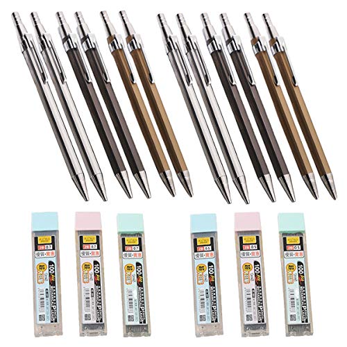 Counius 12 Piezas Lápices Mecánicos Metálicos Set 0,5 mm 0,7 mm Portaminas Mecánicos Escritura Con 6 Cajas Mina Lápiz Reemplazable Para dibujo,bocetos(Plata,oro,marrón) Counius 12 Piezas Lápices Mecánicos Metálicos Set 0,5 mm 0,7 mm Portaminas Mecánicos Escritura Con 6 Cajas Mina Lápiz Reemplazable Para dibujo,bocetos(Plata,oro,marrón)