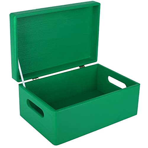 Creative Deco Verde Grande Caja de Madera para Juguetes | 30 x 20 x 14 cm (+/-1cm) | con Tapa y Asas Cofre para Decorar | Almacenaje Documentos, Objetos de Valor, Herramientas