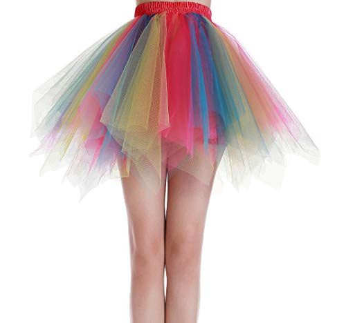 Dancina Falda tutú para mujer y niña, estilo años 50, tallas grandes y normales arcoiris XX-Large