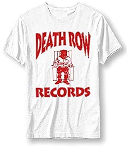 Death Row Records - Record Etiqueta Logo (Rojo) - Oficial Camiseta para Hombre - Blanco, Medium
