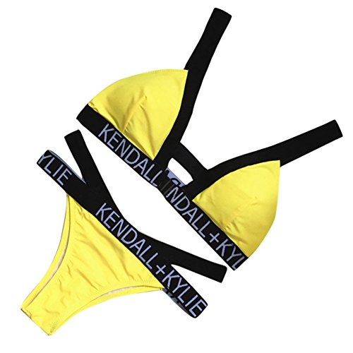 DELEY Mujeres Carta Vendaje Cintura Alta Triángulo Bikini Flores Caliente Vacaciones Verano Traje De Baño Trikini Swimwear Beachwear Tamaño L