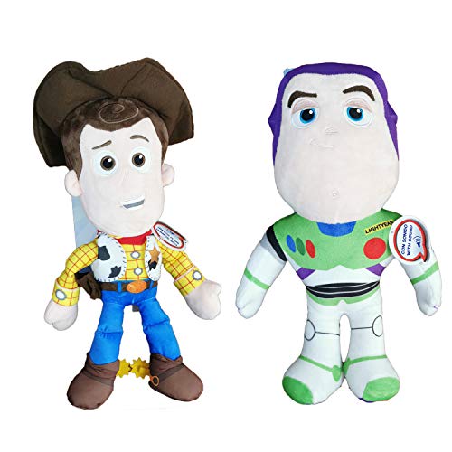 Disney Toy Story - Pack 2 Peluches 15'75"/40cm Sheriff Woody, el Vaquero + Buzz Lightyear con Voz en español Calidad Super Soft