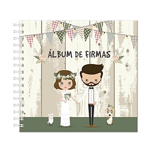 DISOK Nuevo Álbum de Firmas Novios Bodas - Álbumes de Firmas Originales y Modernos para Bodas, Enlaces y Matrimonios. Álbumes de Firmas para Bodas Baratos, Retro, Vintage y Modernos