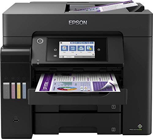 Epson EcoTank ET-5850 - Impresora multifunción 4 en 1 (Copia, escaneo, impresión, fax, A4, ADF, Full-Duplex, WiFi, Ethernet, Pantalla, USB 2.0), Gran Capacidad de Respuesta, bajo Coste por página