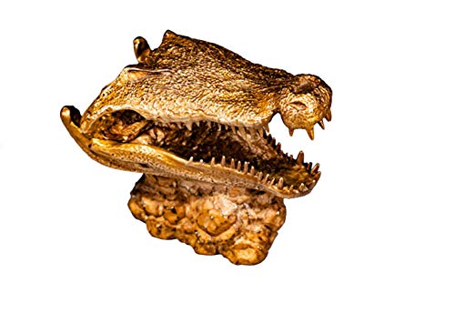 Escultura de cráneo de Animal, decoración de cráneo de cocodrilo Terror cocodrilo Arte de Bronce Creativo Colección de Reliquias Estatua, Decoración del hogar