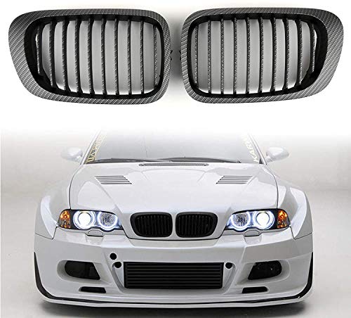 Estilo de Fibra de Carbono de la Parrilla Delantera de la Capilla del riñón Apto para BMW E46 2D Coupe 1998-2002