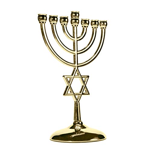 Estrella de Oro David Candelero Decorativo Judaica 7 Rama Israel Símbolo Judío Menorah