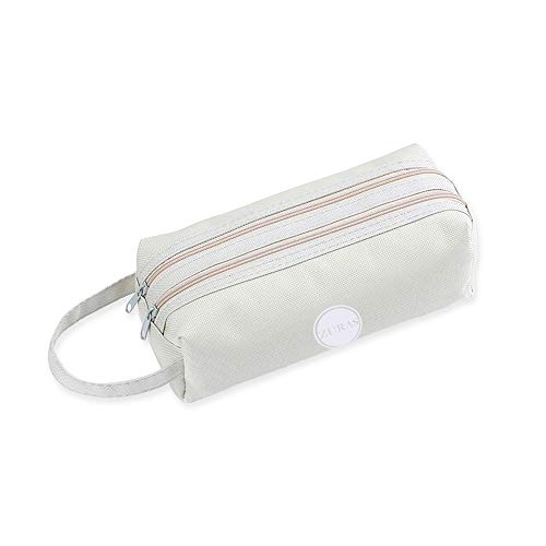 Estuche de 20 piezas: sacapuntas, goma de borrar, 3 reglas y 1 transportador, 12 rotuladores, 2 lápices; estuche, almacenamiento de material de oficina en color beige. Estuche de 20 piezas: sacapuntas, goma de borrar, 3 reglas y 1 transportador, 12 rotuladores, 2 lápices; estuche, almacenamiento de material de oficina en color beige.