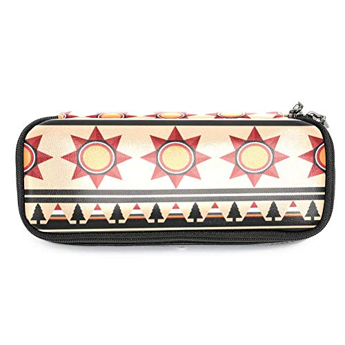 Estuche multifuncional de piel de gran capacidad, organizador de papelería con cremallera para la escuela y la oficina, 7.5x3x1.5 pulgadas, búfalos y caballos indios Estuche multifuncional de piel de gran capacidad, organizador de papelería con cremallera para la escuela y la oficina, 7.5x3x1.5 pulgadas, búfalos y caballos indios
