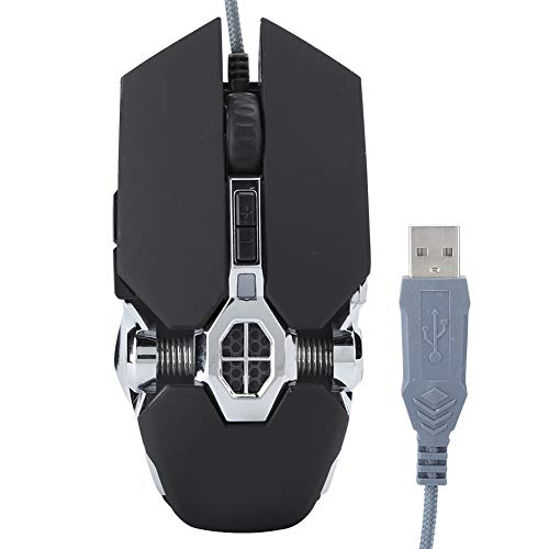 Exliy Ratón USB para Juegos con Cable Velocidad de Movimiento de 4 Niveles con Faros Inteligentes y Luces traseras en Capas con el Efecto de la luz de Crack de Diamante