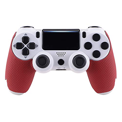 eXtremeRate Pegatina de Agarre para Mnado de PS4 Aadhesivo de Silicona Antideslizante Piel de Goma para Playstation 4 Control Protector con Textura para Dualshock 4-Mejora Agarre y Comodidad(Rojo)