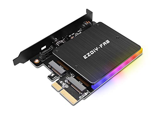 EZDIY-FAB Adaptador PCIe M.2 con disipador de Calor RGB direccionable de 5V, Compatible con NGFF PCIe SSD (tecla M) o M2 SATA SSD (tecla B y M) 2280 2260 2242 2230
