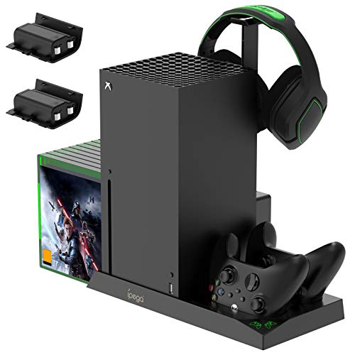 FASTSNAIL Soporte vertical con ventilador de refrigeración para estación de carga Xbox Series X para controlador Xbox Series X/S, base de carga para controlador con ranura de juego