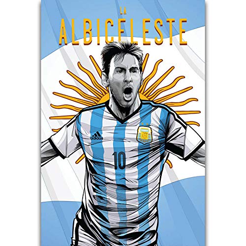 fdgdfgd Impresión de Arte de fútbol clásico Messi Argentina Estrella de fútbol Jugador Starlight Lienzo póster decoración de la Pared