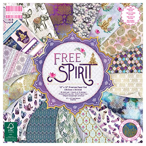 First Edition FEPAD212 FSC 12x12 Paper Spirit-48 Sheet Pad, 200gsm Heavyweight Cardstock, Acid & Lignin Free, Soy Inks-for Card Making, Scrapbooking, Home Decor & Papercraft, Multicolour, 12"x12"