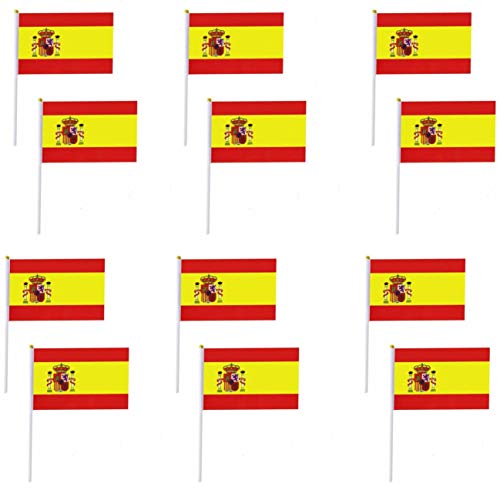 FL6 12 banderas de España Banderas Pequeñas Banderas de mano Bandera de españa Bandera española Bandera de españa Bandera de mano de España 30 x 20 cms