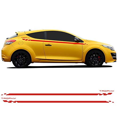 FLY MEN 2 piezas Car Styling Side Skirt Waist Line Racing Sport Stripes calcomanías para Renault Megane 2 3 4 RD Grand Tourer GT Trophy Sticker (Color Name : Gloss White)