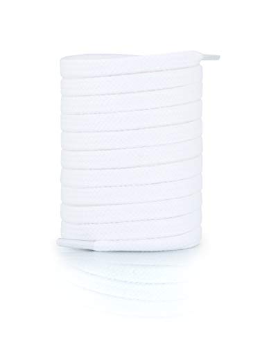 Formata Cordones planos para zapatillas deportivas y zapatillas de repuesto, muy resistentes, 7 mm de ancho, color blanco, longitud 160 cm Formata Cordones planos para zapatillas deportivas y zapatillas de repuesto, muy resistentes, 7 mm de ancho, color blanco, longitud 160 cm