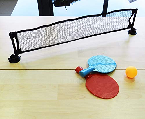 Framan Mini Set de Ping Pong en Miniatura para el Escritorio con 2 Palas roja y Azul, Pelota de Ping Pong, Red y Funda para Transporte